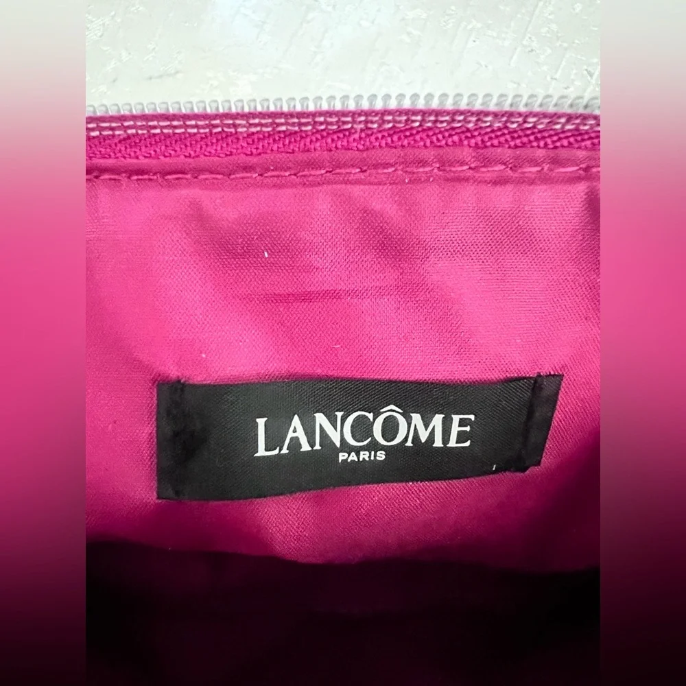 Lancome Paris Sparkling Vibrant Fuchsia Pink Cosmetic Bag Water-Resistant Fabric